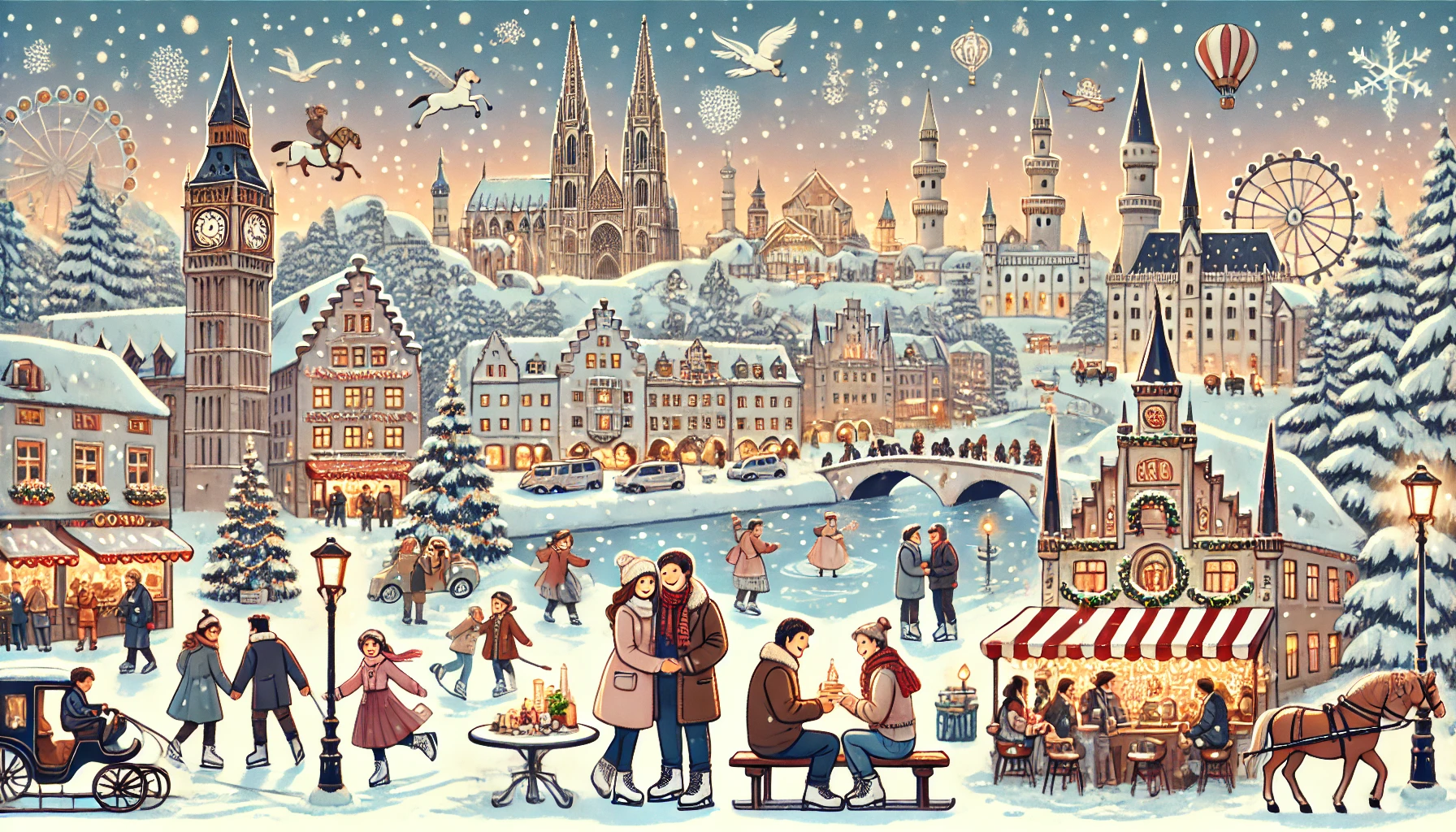 눈내리는 유럽의 겨울 여행