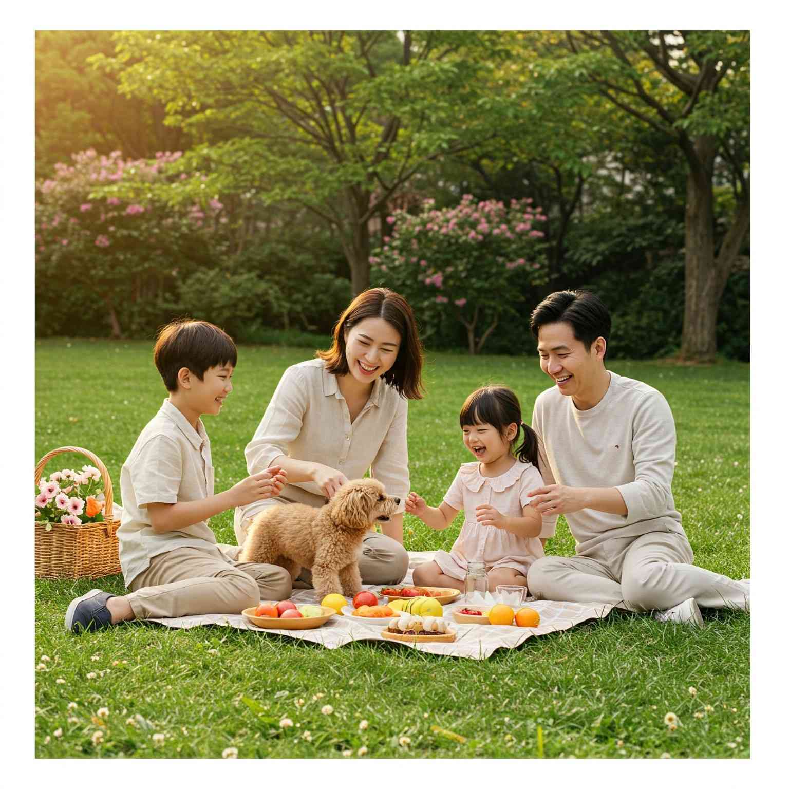 근로·자녀 장려금을 활용해 가족이 공원에서 행복하게 피크닉을 즐기는 모습