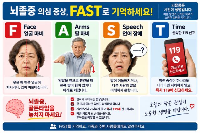 뇌졸중 조기 증상과 FAST 응급 대처 수칙 안내