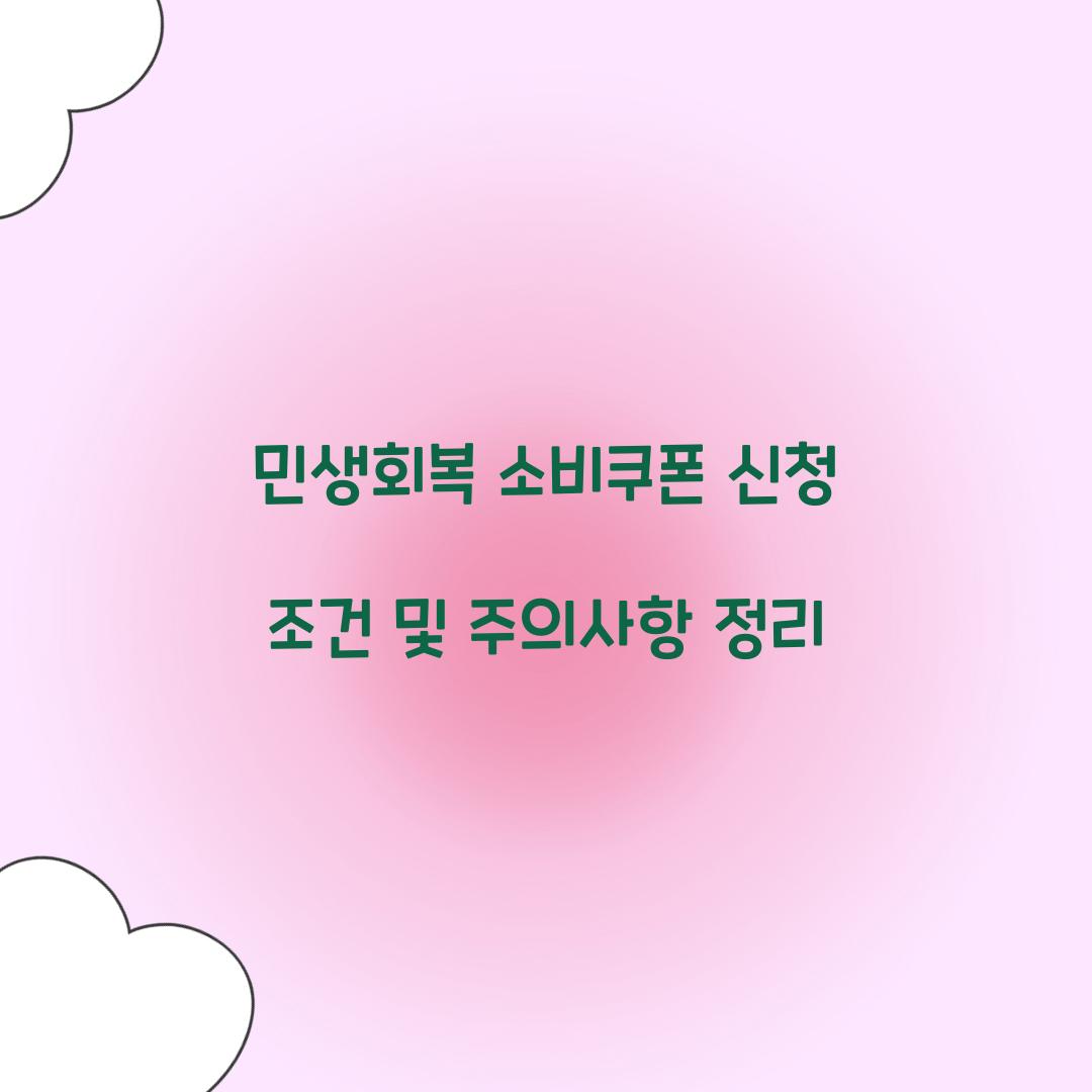 민생회복 소비쿠폰 신청 조건