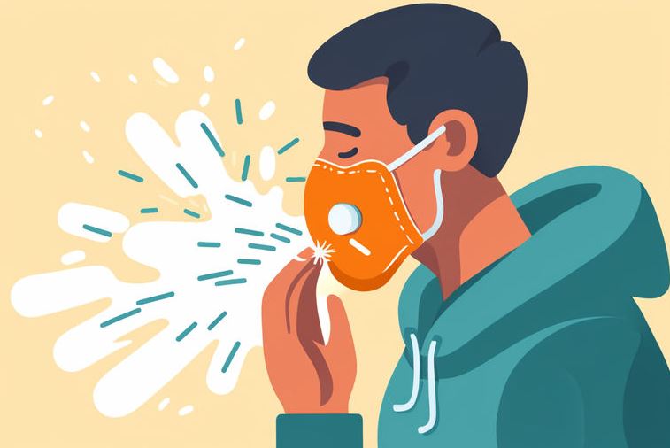 알레르기 비염으로 기침하는 남자