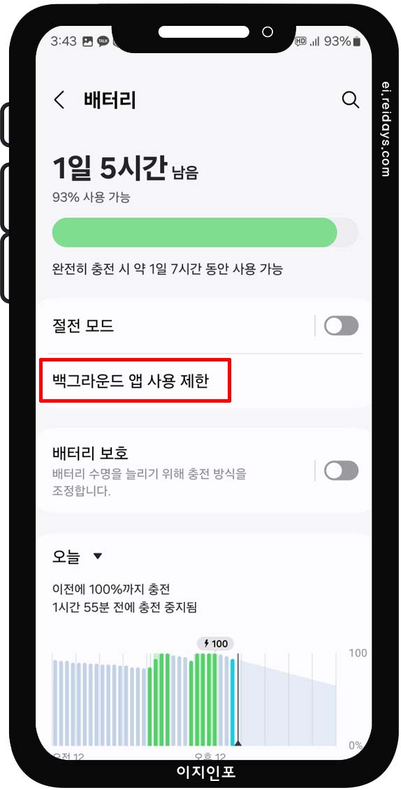 백그라운드 앱 자동 종료 및 앱 절전 설정