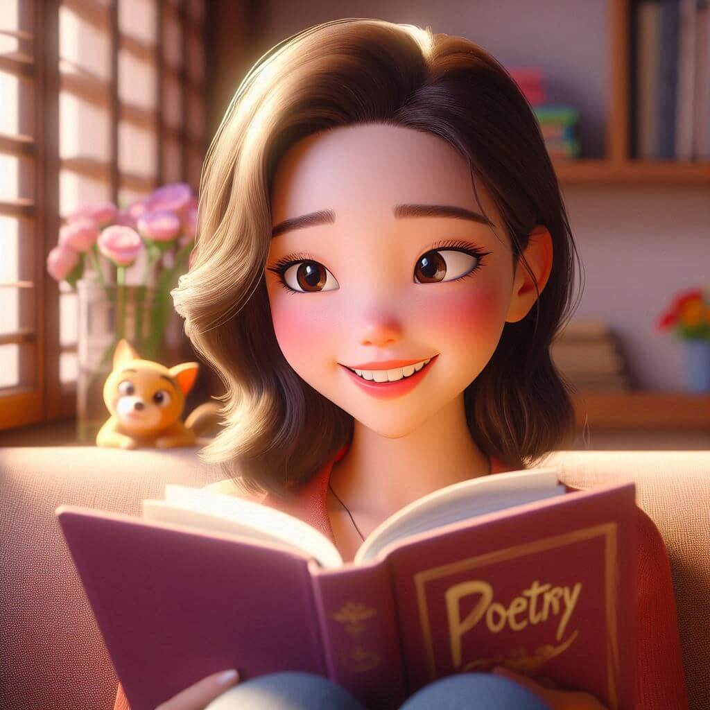 나태주 시인의 시집을 읽고 있는 소녀의 모습