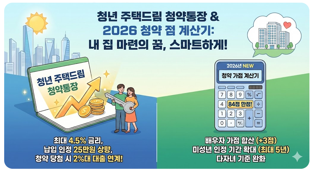청년 주택드림 청약통장 전환 방법과 2026년 달라지는 청약 가점 계산기