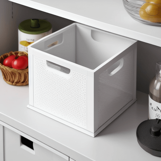 4면에 구멍난 손잡이가 있는 흰색 수납함