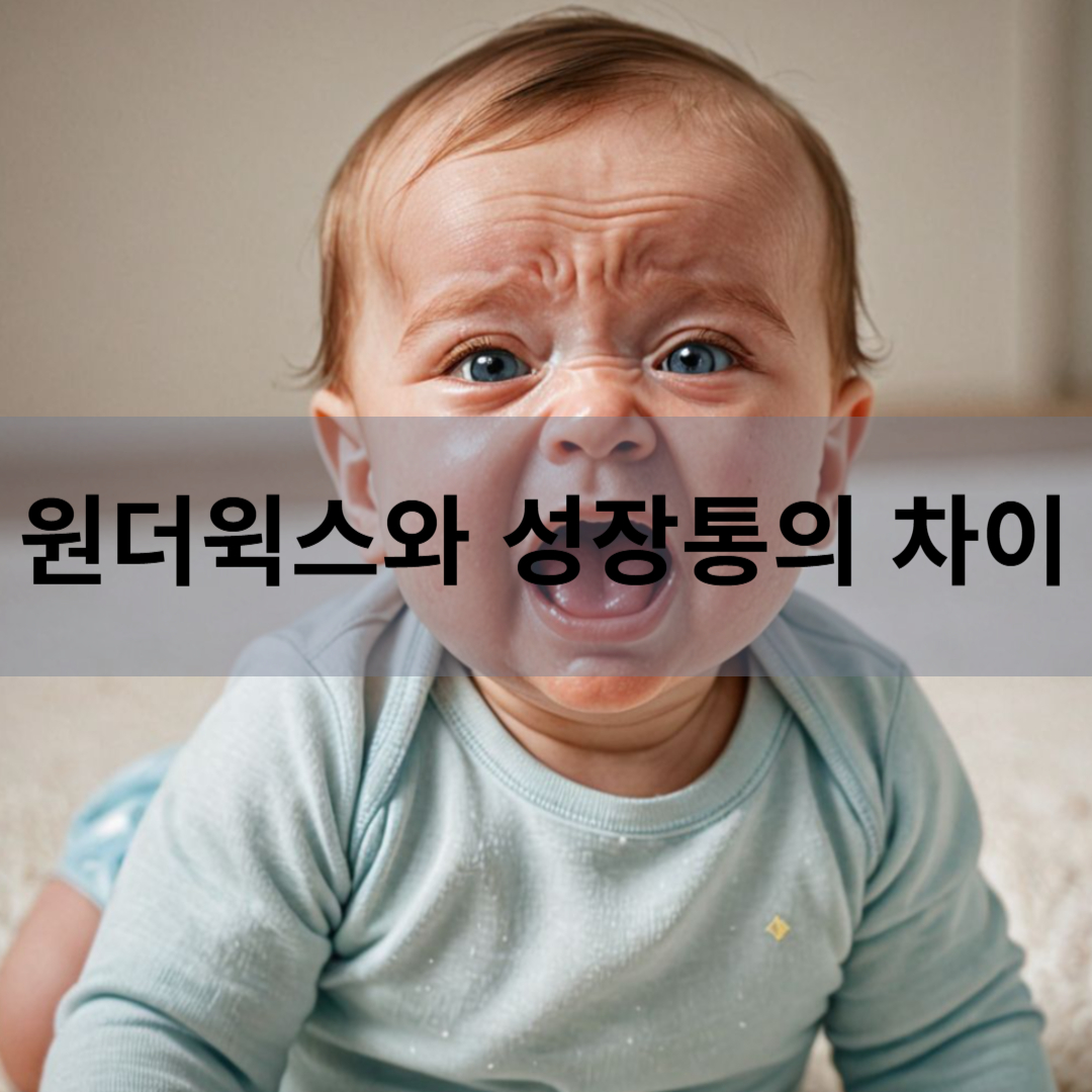 아기가 우는 모습과 원더윅스와 성장통의 차이 문구