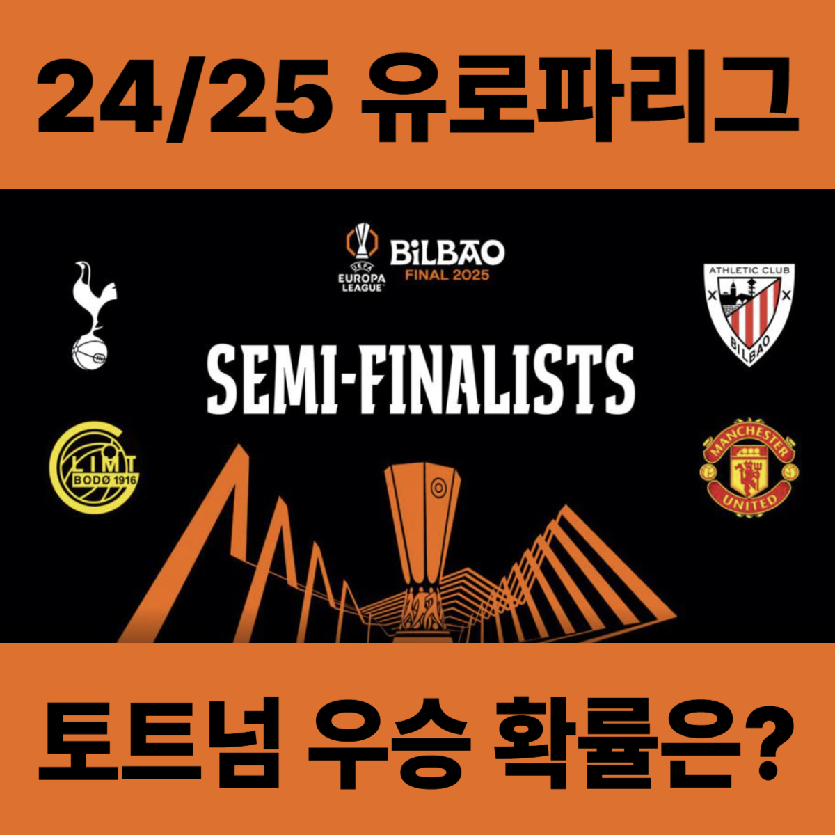 24/25 유로파리그 토트넘 우승 확률 예측하니, 1위라고? 간결 총정리