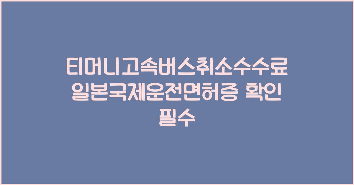 티머니고속버스취소수수료일본국제운전면허증