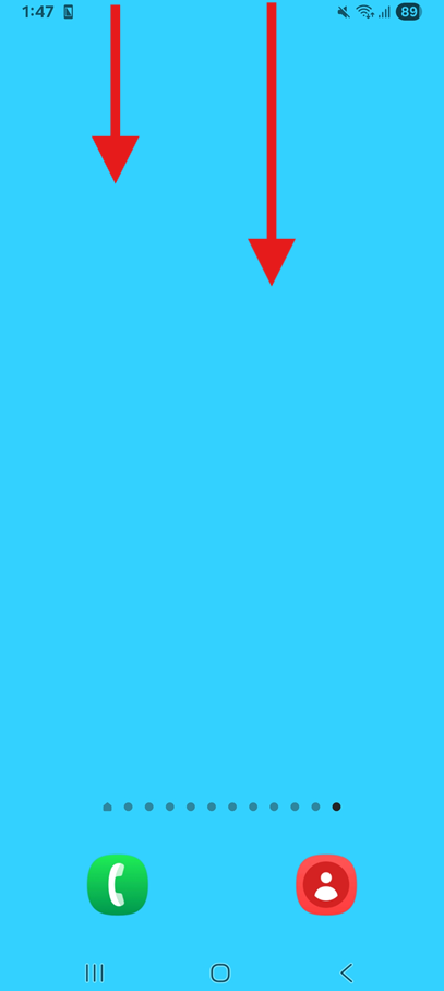 방법 1: 화면 상단을 아래로 쓸어내리기