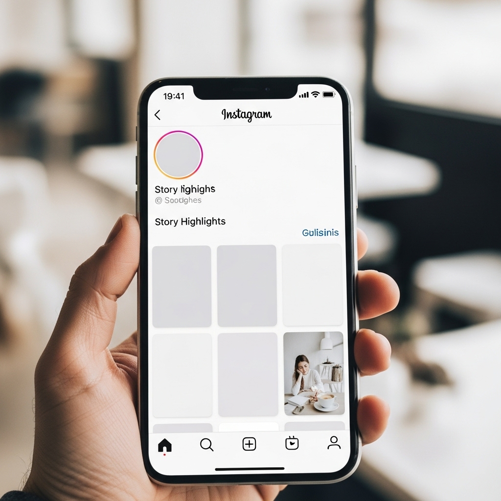 깔끔하고 미니멀한 인스타그램 프로필 화면. 스토리 하이라이트 커버들이 단색으로 통일되어 있어 세련된 '공백' 느낌을 주며, 전반적인 프로필 디자인이 정돈되어 보인다.