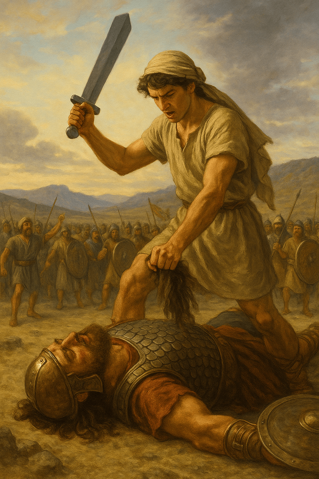 다윗과 골리앗의 전쟁 장면, 다윗의 승리