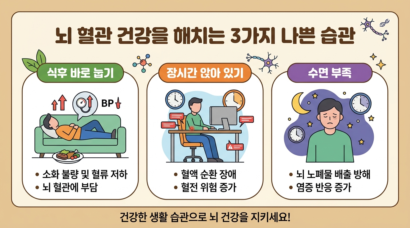 뇌혈관 막히는 생활습관 3가지 인포그래픽
