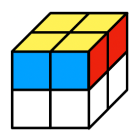 큐브 한쪽 면과 한 줄 맞춘 모양