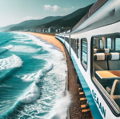 바닷가 앞을 지나가는 바다열차