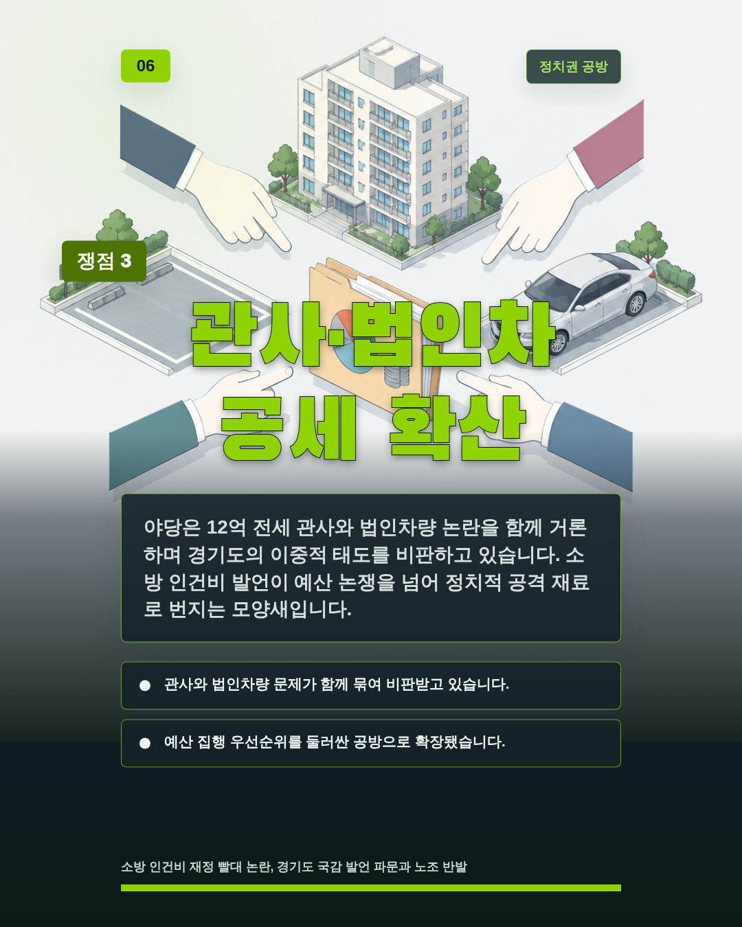 관사·법인차 공세 확산
