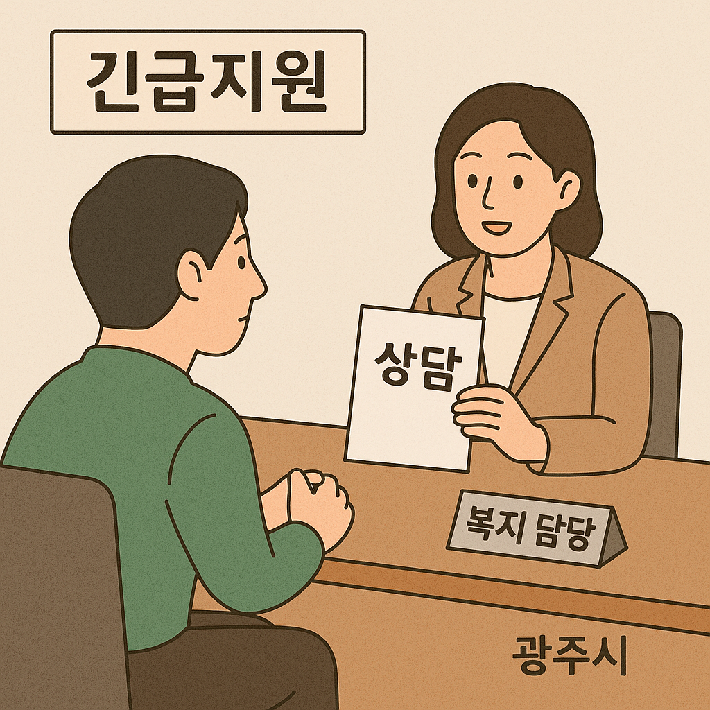 광주시 복지창구에서 긴급지원 상담을 받고 있는 시민의 모습