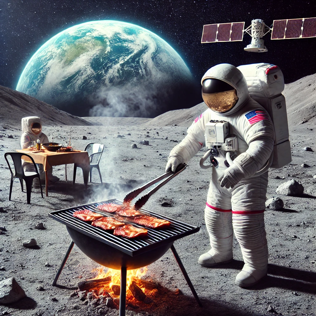 달에서 고기 굽는 사진