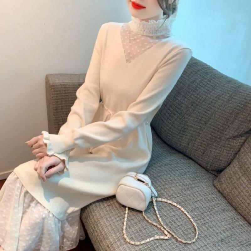 허리배틀넥코트안원피스