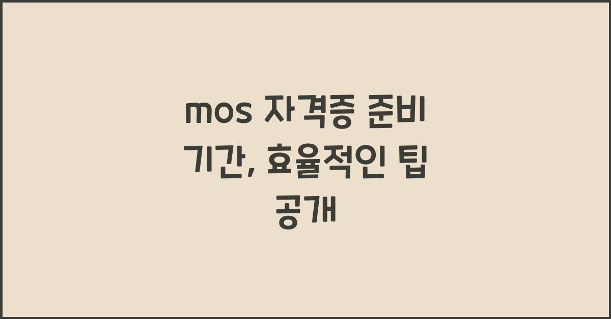 mos 자격증 준비 기간