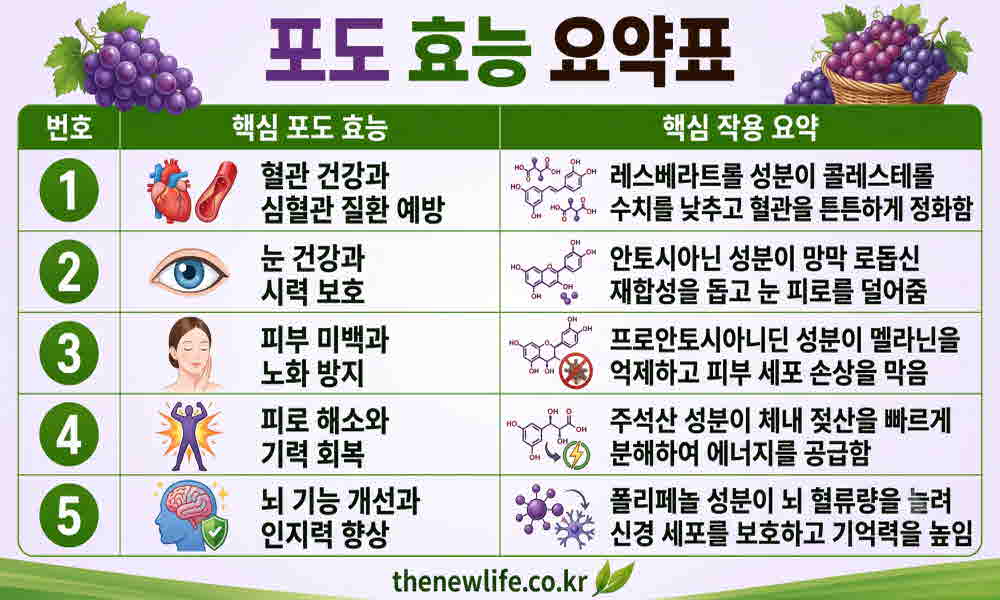 포도 효능 요약표