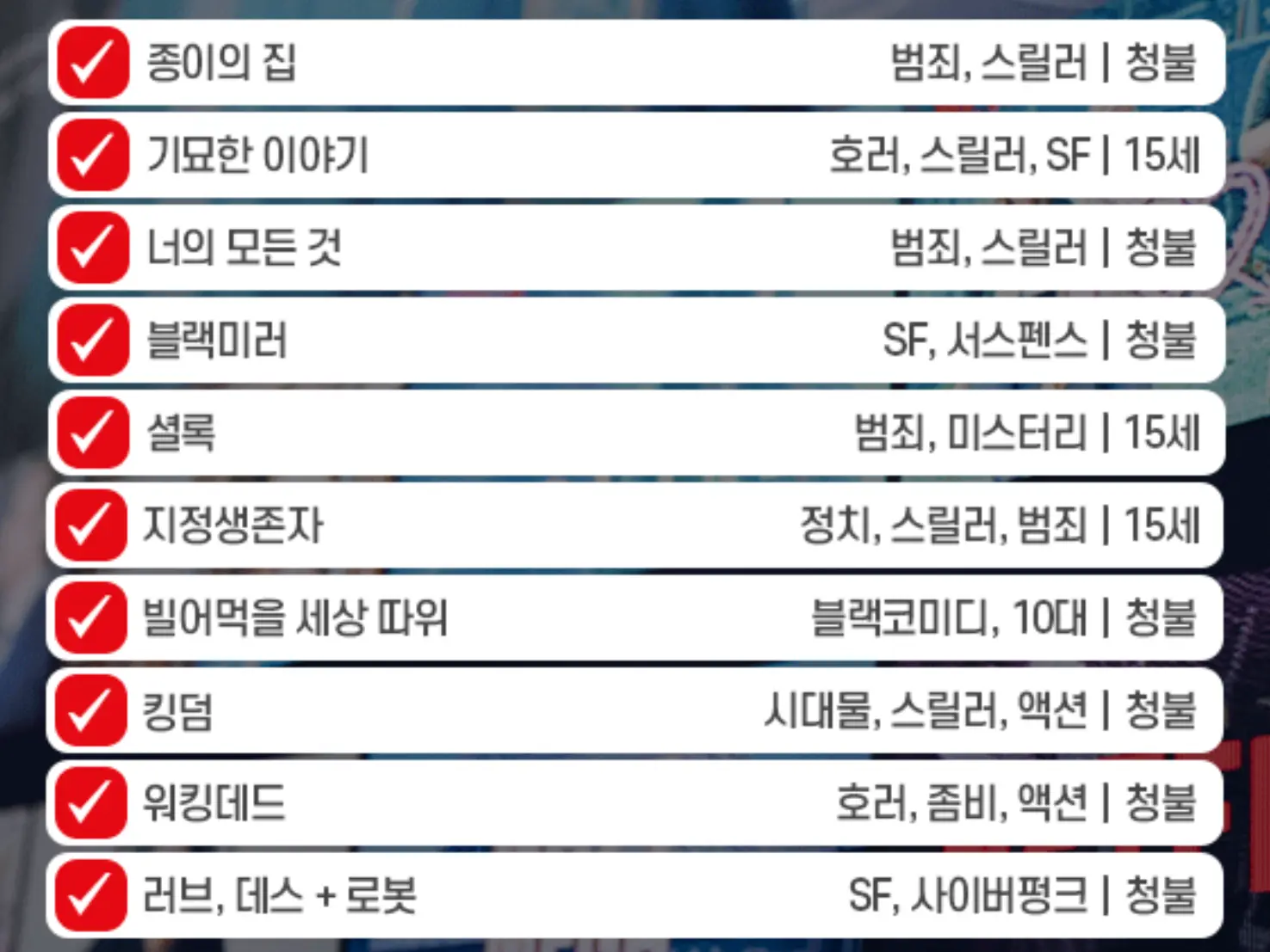넷플릭스 TV 드라마 추천 영화 인기순