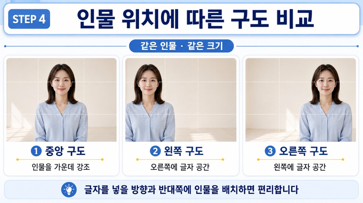 인물 위치에 따른 구도 비교