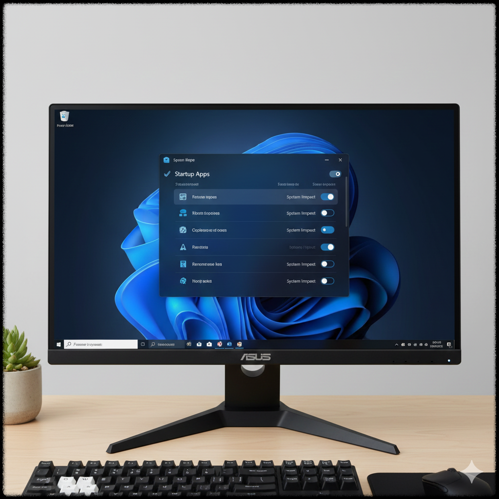 Windows 11 시작 프로그램과 백그라운드 서비스를 정리하는 화면