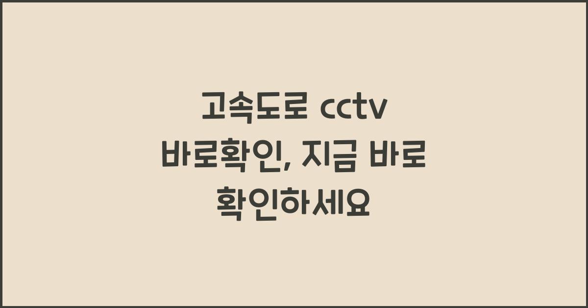 고속도로 cctv 바로확인