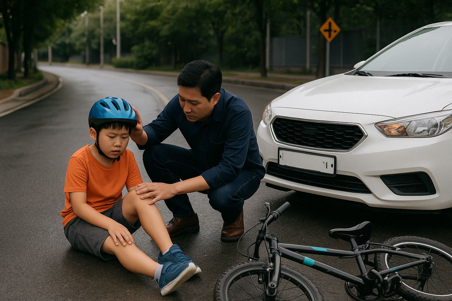 어린이 자전거 사고 장면