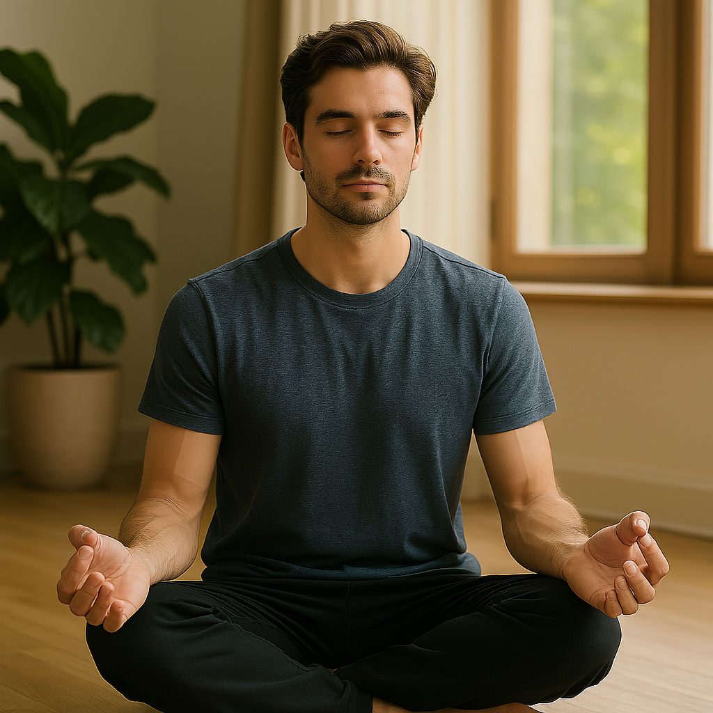 요가 명상하는 남자의 이미지