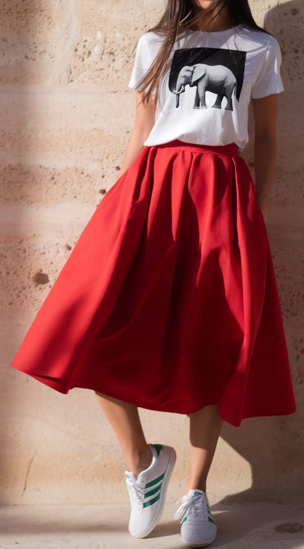 롱스커트 + 화이트 반팔티