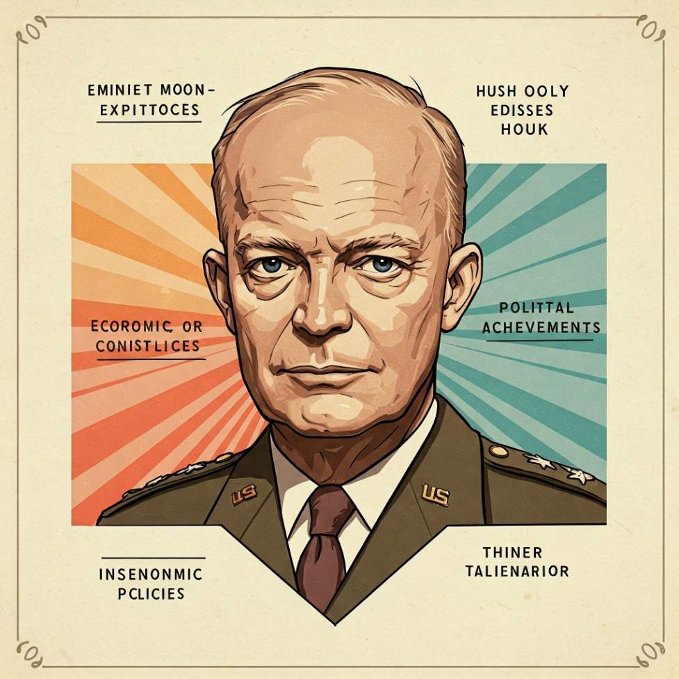 드와이트 D. 아이젠하워의 얼굴과 사분면 매트릭스 개념을 결합한 일러스트레이션