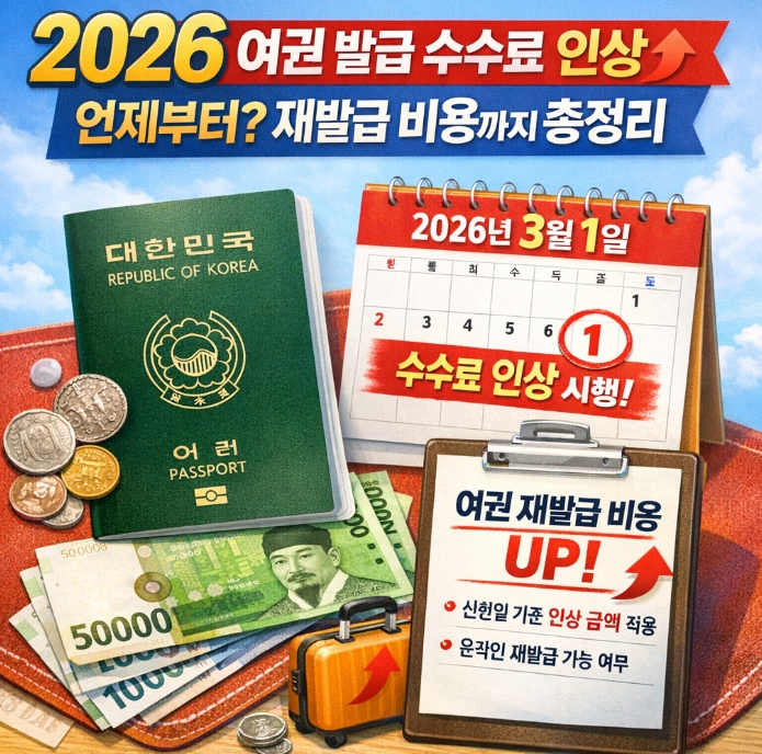 2026 여권 발급 수수료 인상 언제부터? 재발급 비용까지 총정리