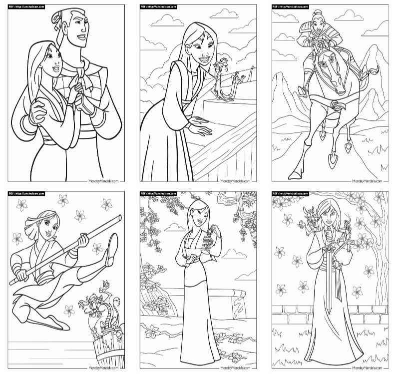 뮬란 색칠공부 디즈니 도안