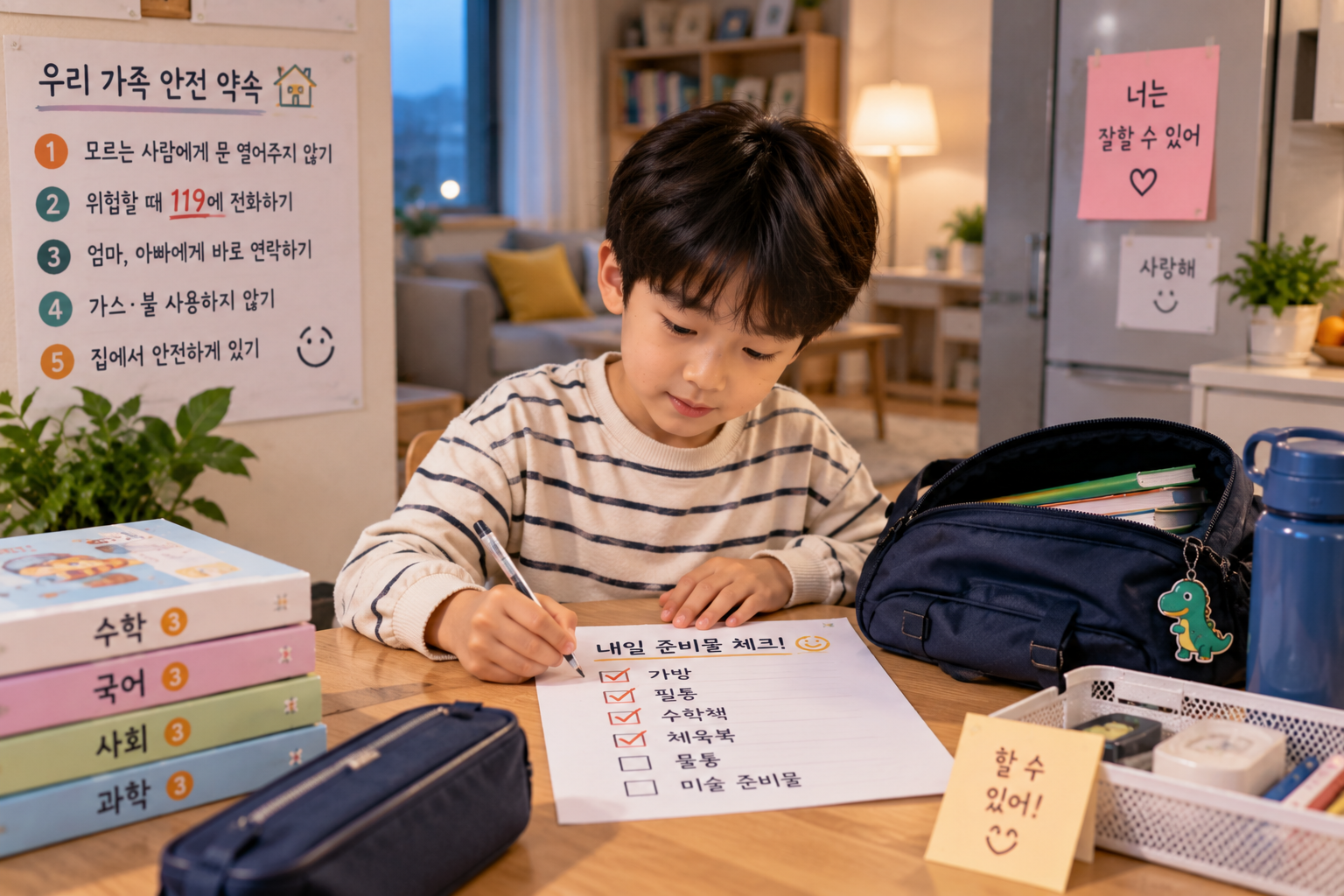안전 약속을 점검하는 저녁 시간