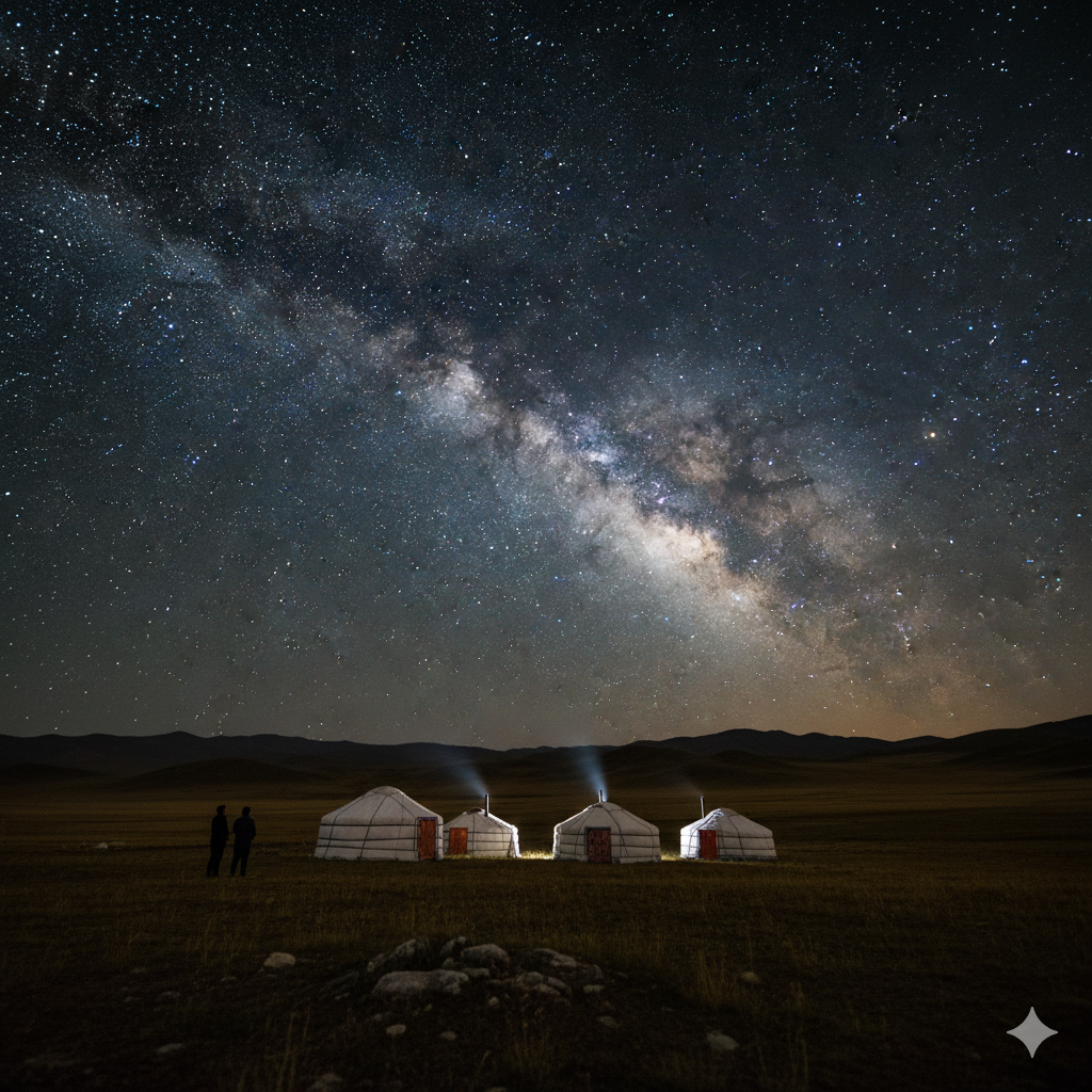 유난히 별빛을 볼수 있는 몽골 밤하늘