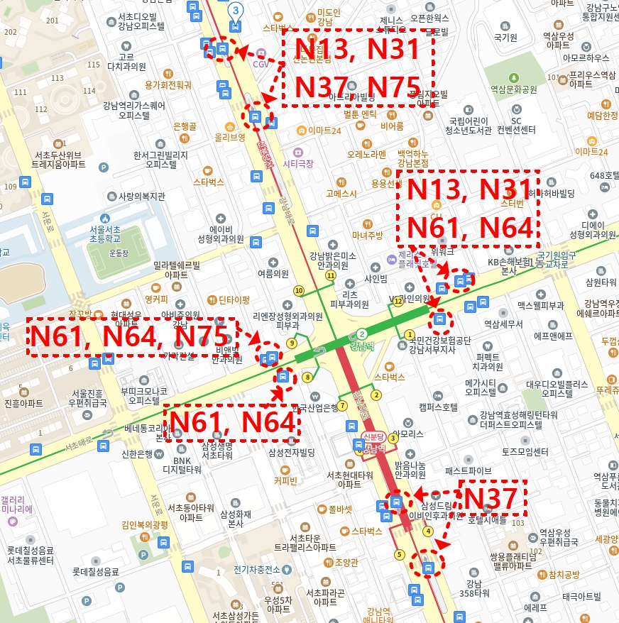 강남역심야버스정류장