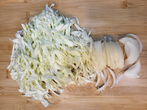 양배추, 양파 채 썰기