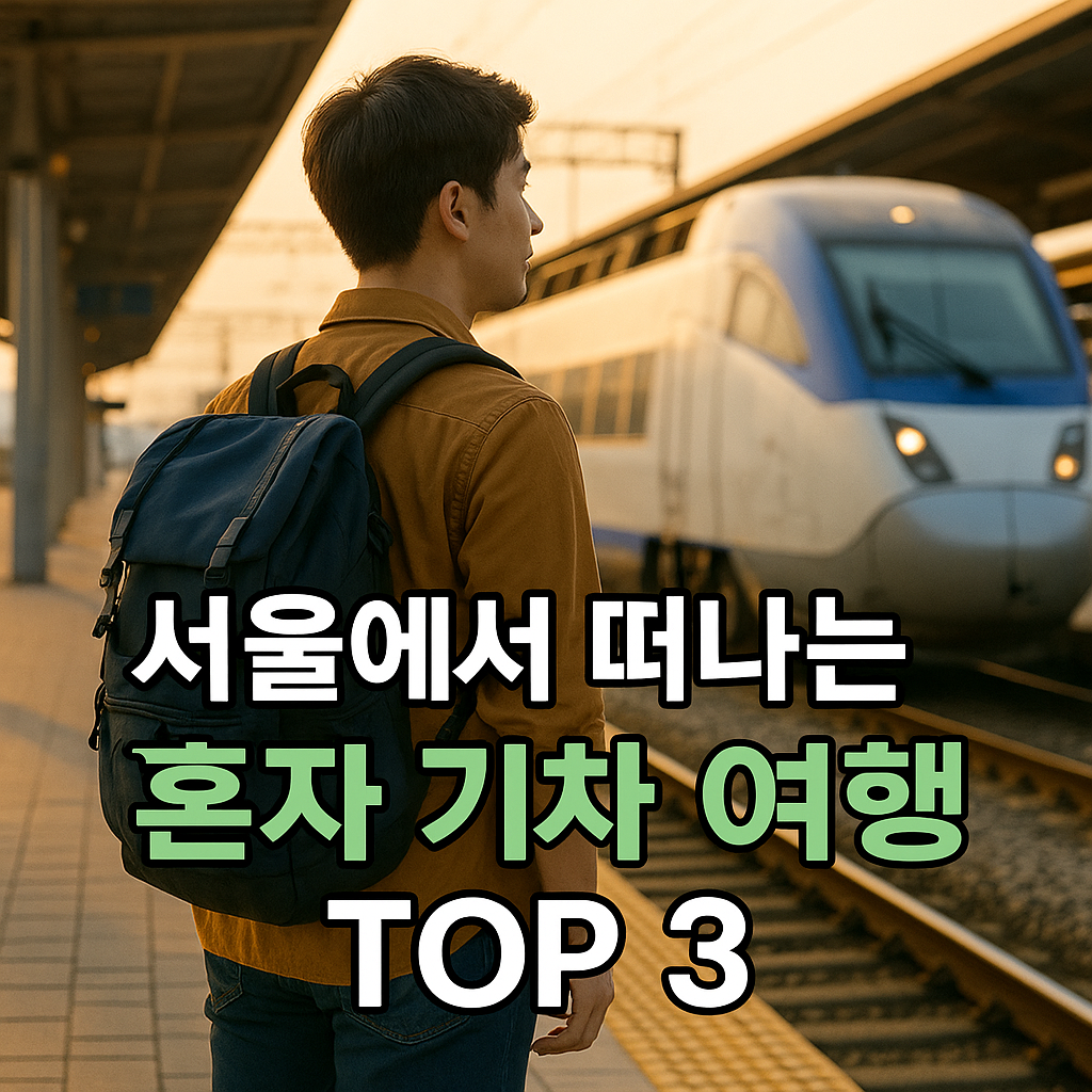 서울역에서 혼자 기차 여행 떠나는 청년