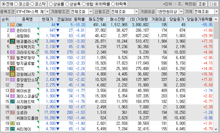 시간외 단일가 특징주