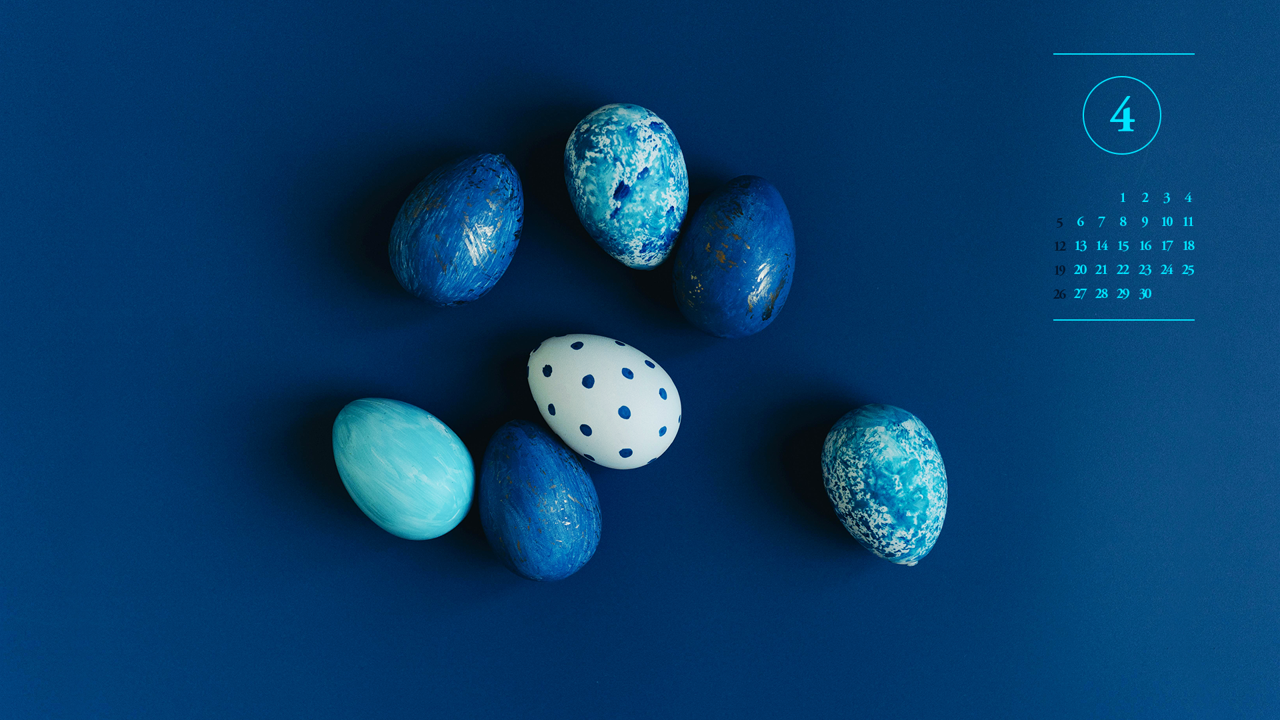 12 파란색 계란 A - 2026년4월 달력배경화면
