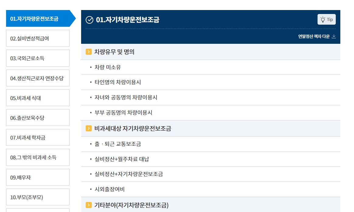 비과세 학자금과 식대 등 자주 묻는 세무 항목이 정리된 FAQ 리스트