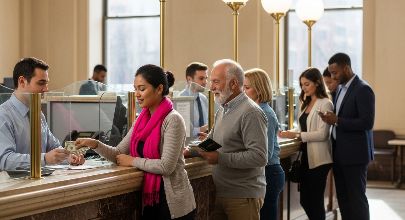 은행에서 연금 저축계좌 개설하는 모습