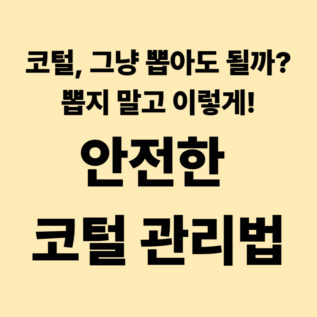 코털은 뽑아도 될까? 코털 뽑으면 안 되는 이유와 안전하게 정리하는 방법