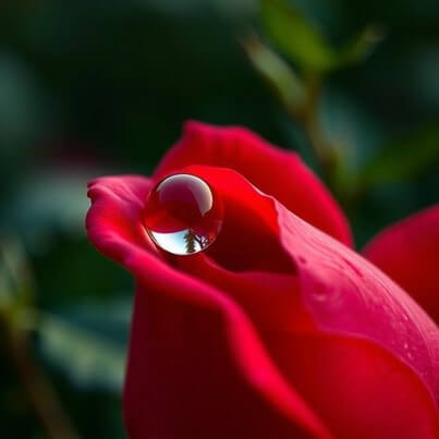 빠아간-장미꽃에-투명하고-영롱한-이슬방울이-놓여있는-모습