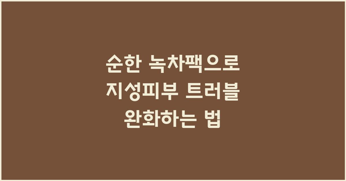 순한 녹차팩, 지성피부 트러블 완화 효과