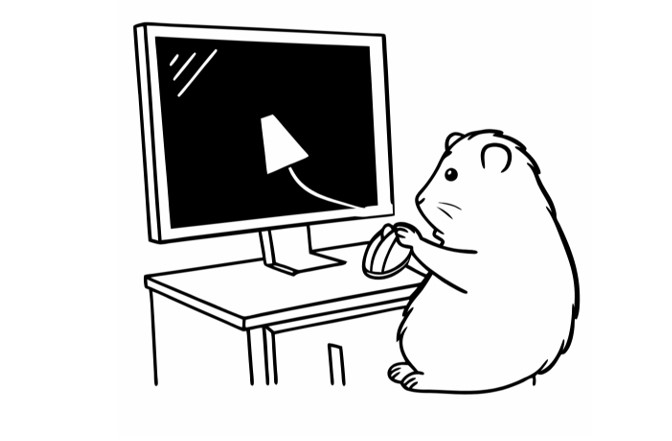 드래그프리 확장프로그램을 사용하여 마우스 우클릭 하는 햄스터