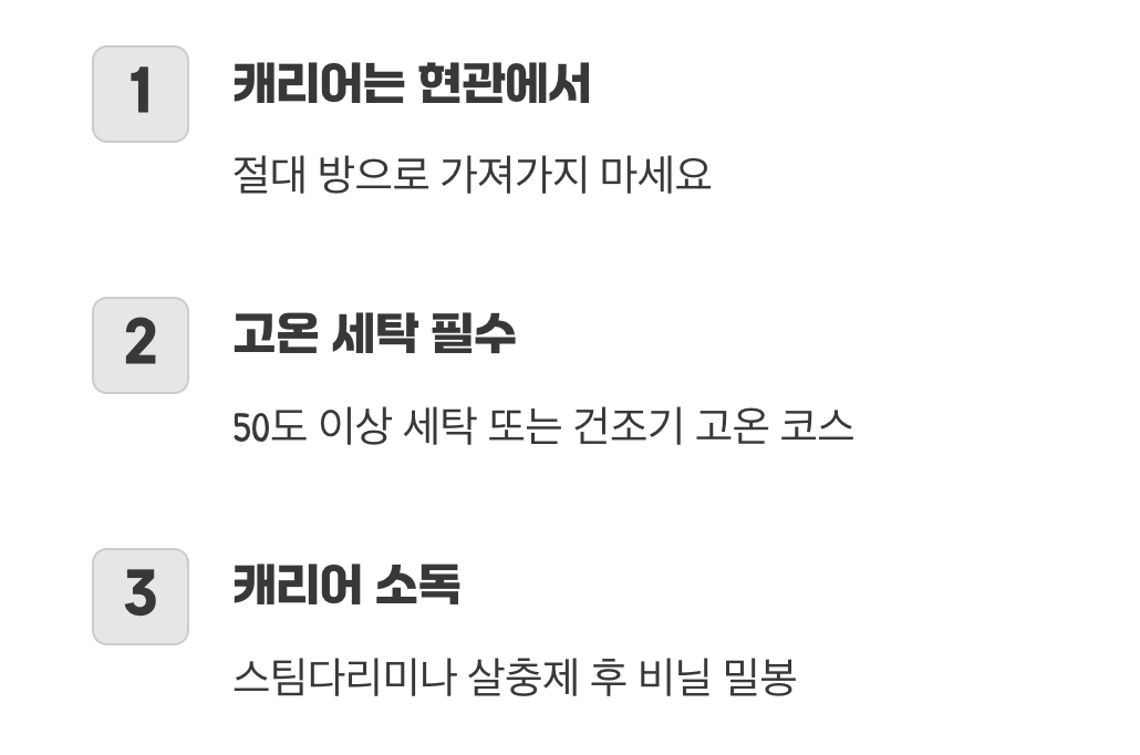 첫 번째 꿀팁, 여행 후 현관문이 최전선이다