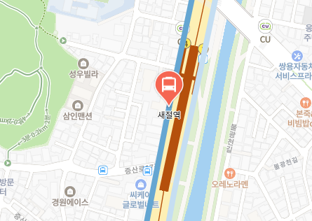 새절역에서 인천공항 리무진 공항버스(6012번) 지도 위치