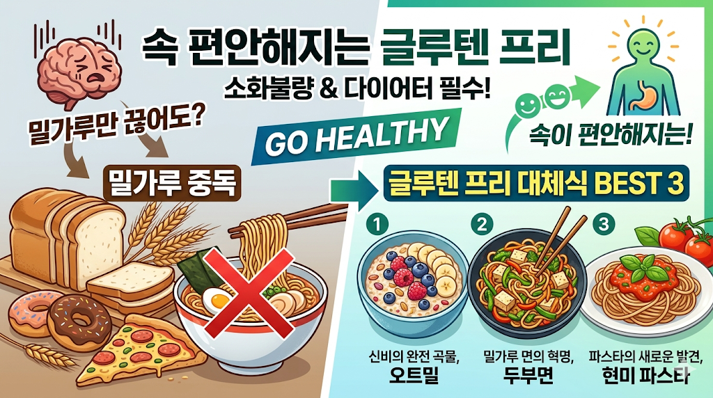 글루텐 프리(Gluten-Free): 밀가루만 끊어도 속이 편안해지는 이유와 실패 없는 3가지 대체식 전략